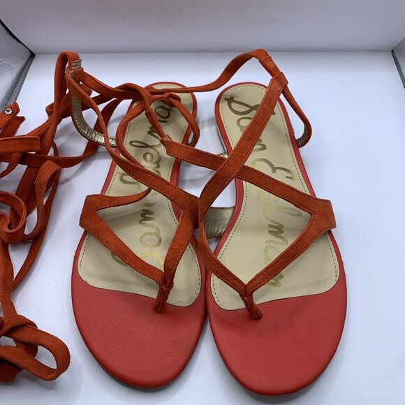 Sam Edelman Lace Up Sandals Size 10 lace ankle strap bow suede E10 - Picture 5 of 8